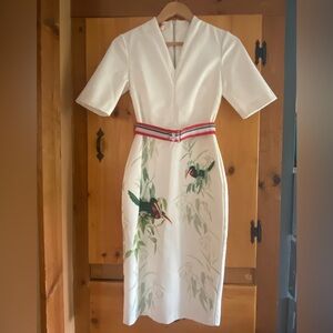 Ted Baker London White Dress with Bird Print 0